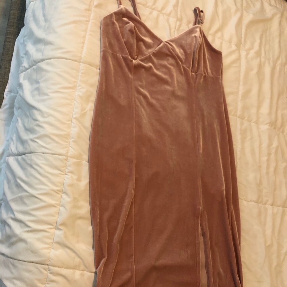 Baby pink dress with a slit